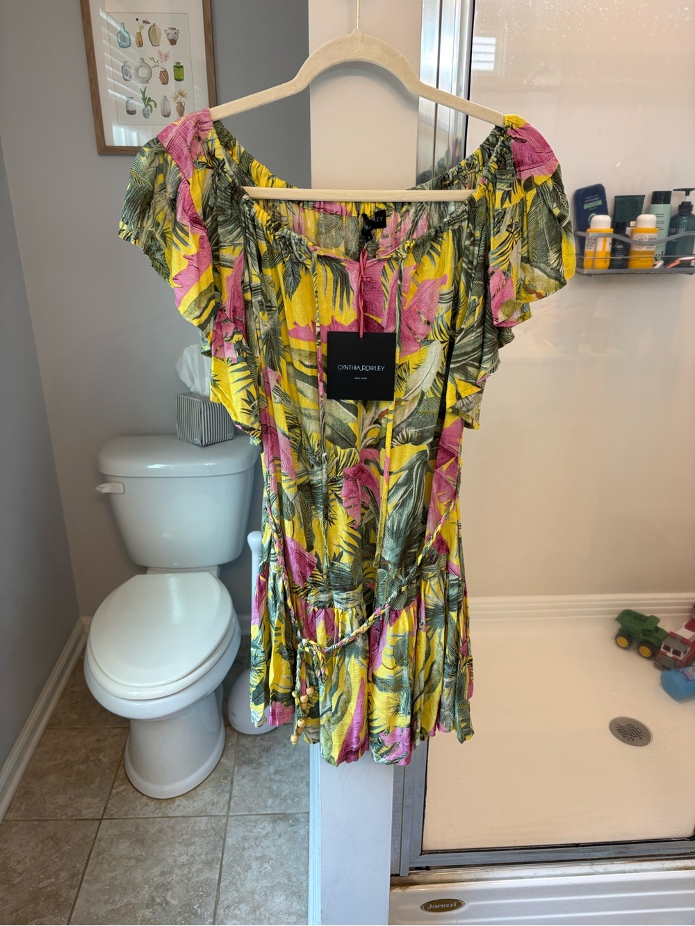 Cynthia Rowley Dress Womens S NWT Tropical Floral Off Shoulder Boho Mini